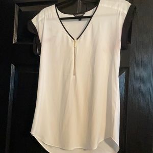 Express white with black trim zippered blouse